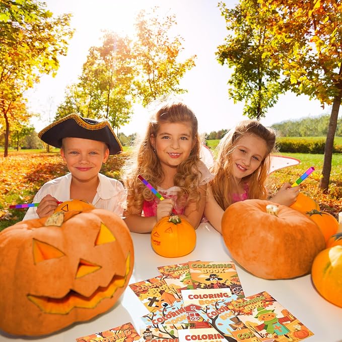 Cinrobiye 24 Set Fall Religious Coloring Books Bulk Mini Christian Thanksgiving Activity Books Autumn Bible Drawing Set for Sunday School Harvest Party Favors Gifts Goodie Bag Fillers