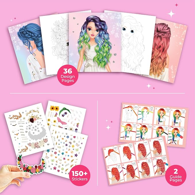 BSCOOL - Drawing, Coloring & Activity Book. Create Hairstyles with Stickers and Guides. Fashion Design Sketchbook for Kids 5 and up. Little Designer Book - Fashion Design for Kids.