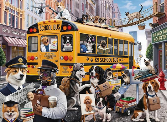 Puzzles for Kids Ages 6-8 8-10 Year Old - Colorful Bus Dog Puzzle, 200 Pieces Jigsaw Puzzles for Kids, Learning Educational Toys for Boys and Girls