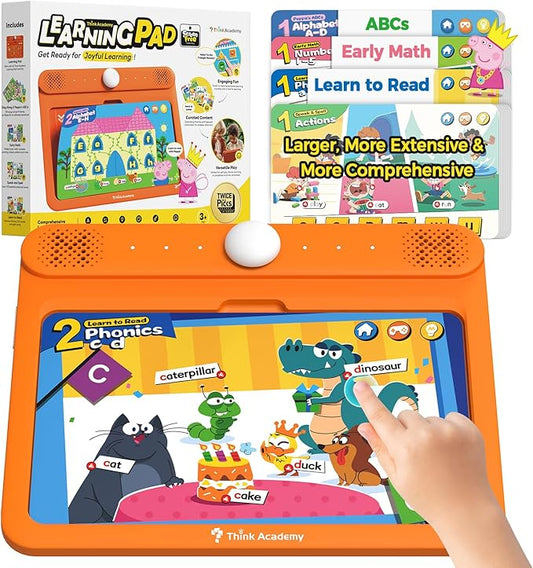 Think Academy Learning Pad - Screen Free Tablet with Flash Cards Inserted to Learn Alphabet, Numbers, Early Math, Logic, Nature and Daily Life, Educational Toys Gift for 3 4 5 Years Old Boys Girls