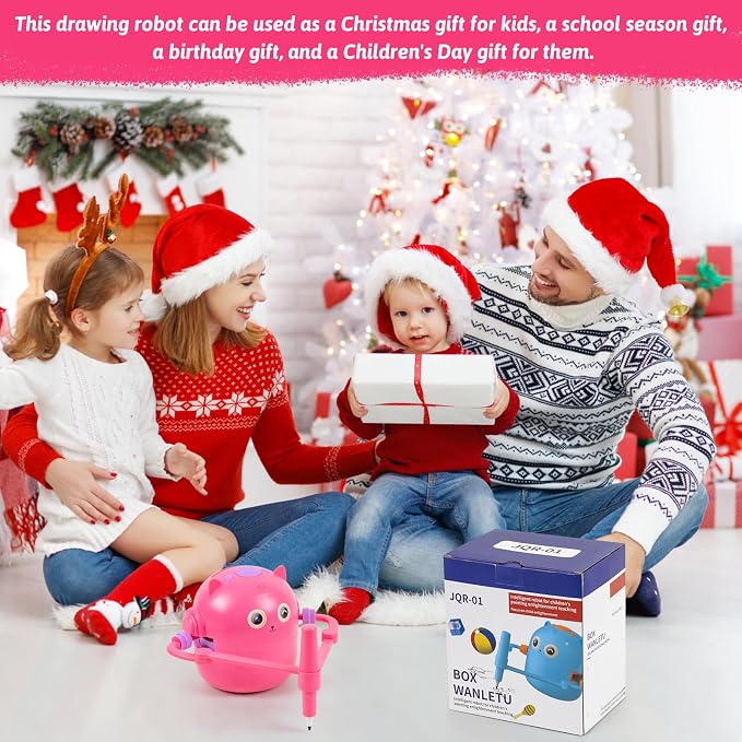 TREEFIA Drawing Robot for Kids, Drawing Robot for Kids 6 7 8 9 10 11 12 Year Old, Doodle Bot Toy with 100 Drawing Cards & 16 Color Pens for Girls and Boys