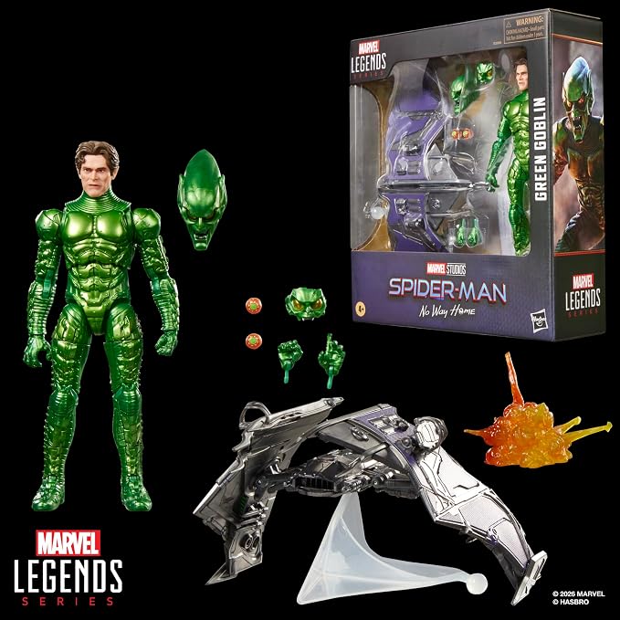 Marvel Legends Series Green Goblin, Spider-Man: No Way Home Deluxe 6 Inch Action Figure Set with Original Goblin Armor and Glider