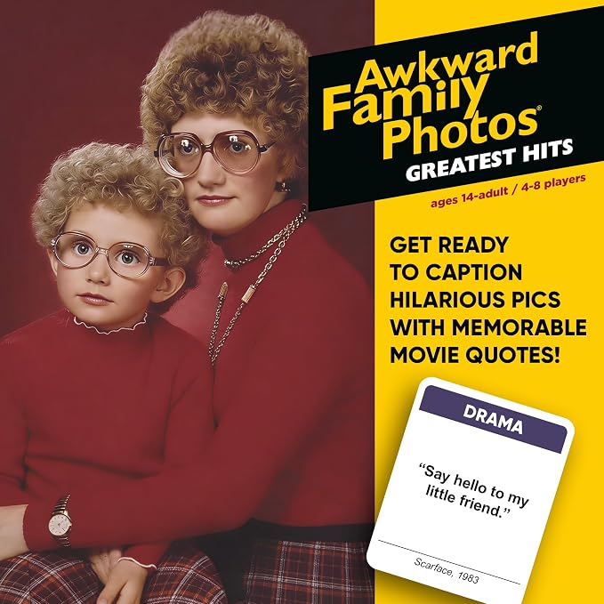 Awkward Family Photos Greatest Hits – Hilarious Party Card Game for Teens & Adults, Caption Real Awkward Photos with Memorable Movie Quotes, Fun Family Game Night