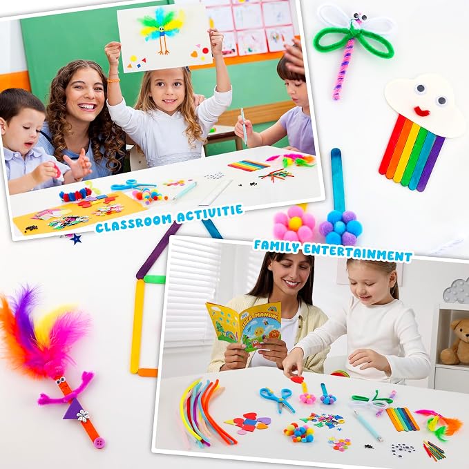 Zefy 3200+ Pcs Arts and Crafts Supplies for Kids, All in One Craft Kits with 12 Crafts Design, DIY School Supplies Kit Craft Box Easter Gifts for Girls Boys Ages 4-12
