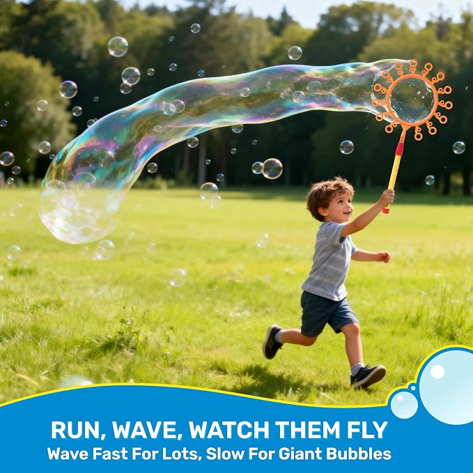 SYNCFUN Giant Bubble Wands Set Bulk with Bubble Solution for Kids Summer Outdoor Toy Game Activity Party Favors, 8 Pcs Giant Bubble Maker with Tray, 20.5" Large Wand Set for Boys Girls Kids