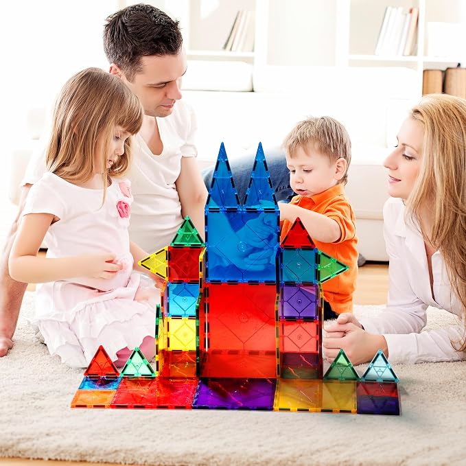 Mruikeny 14 Piece Large Magnetic Tiles Kids Toys, Big Magnetic Tiles STEM Large Magnetic Blocks Preschool Learning Magnet for Kids Ages 3-5 4-8, Sensory Montessori Toys for 3+ Boys and Girls