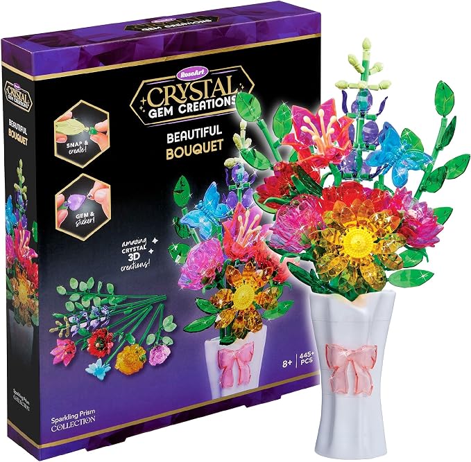 Crystal Gem Creations Beautiful Jewel Bouquet Kit by RoseArt, 275 Pieces, Great for Adults, Tweens and Children Ages 8+