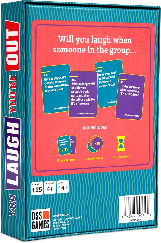 You Laugh You're Out [A Party Game with Hilarious Charades Family Card Games for Adults & Teens | Great Birthday Gift | 125 Prompt Cards Fun for Family Game Nights & Parties | Ages 14+]