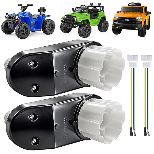 RS390 12V 16000RPM Miniature DC Motor Gearbox for Kids Ride on Car Power Wheels Upgrade Repair, 2PCS Pair of W3-BC Motors Compatible with Best Choice Truck/Jeep/Chevrolet Silverado Truck