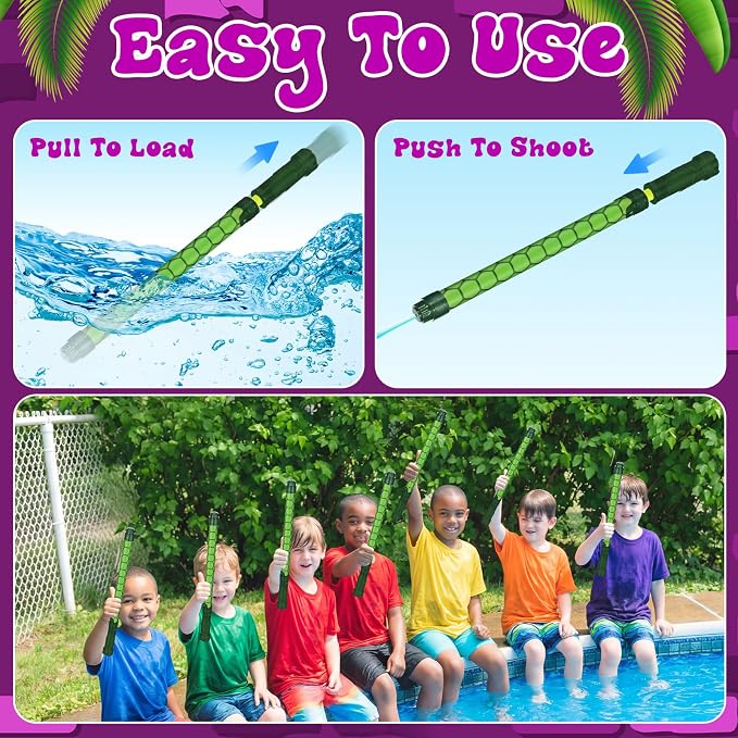 Halloscume 12 Pcs Green Turtle Shell Pattern Water Gun Party Favors Summer Activity 15.75 in Water Gun Blasters Toys for Kids Outdoor Swimming Pool Backyard Beach Games