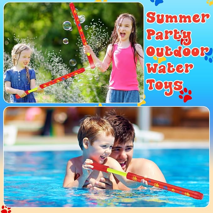 Halloscume 12 Pack Dog Puppy Paw Water Gun Birthday Party Favors Summer Activity 15.75 in Water Gun Blasters Toys for Kids Outdoor Swimming Pool Backyard Beach Games