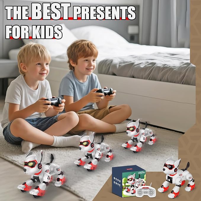 BYTEWAR Realistic Robot Toy Puppy, Intelligent Programming Robot Dog, Remote Control and Interactive Gesture Function, Imitate Animal Music and Dance,Nice Gift for Boy or Girl 3-5 5-8 Ages
