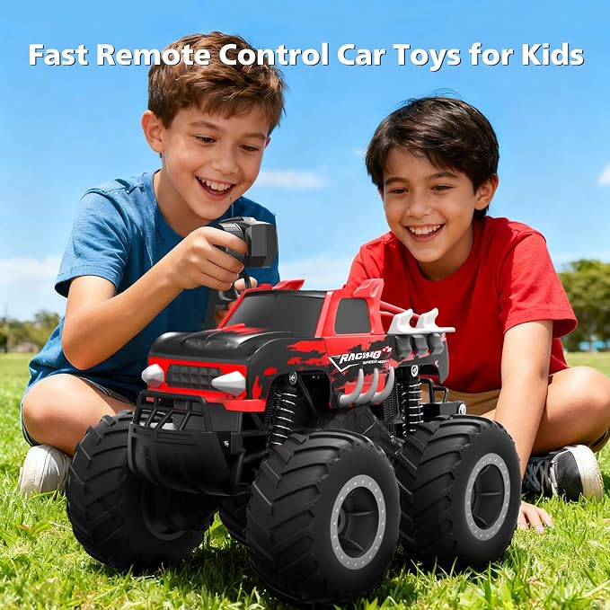 HOMETALL Amphibious Remote Control Car Monster Truck Toys - 1:16 All Terrain RC Trucks High Speed RC Cars with Crashworthy Body,Off- Road Electric Vehicle Kid Toys for Boys and Girls,Age 6+,Red