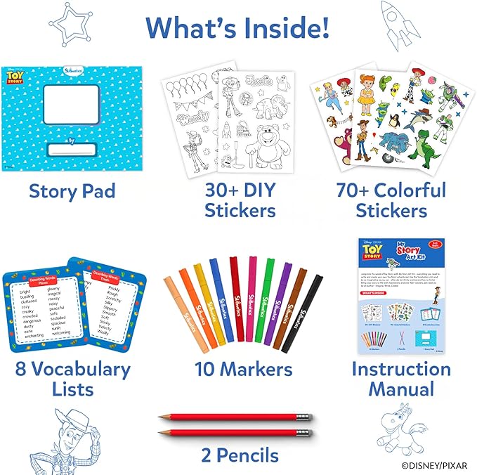 Skillmatics Story Art Kit – Disney•Pixar Toy Story DIY Storytelling & Craft Kit with 100+ Stickers, Markers & Story Pad, Scrapbooking & Writing Activity, Gift for Kids Ages 5, 6, 7, 8, 9, 10