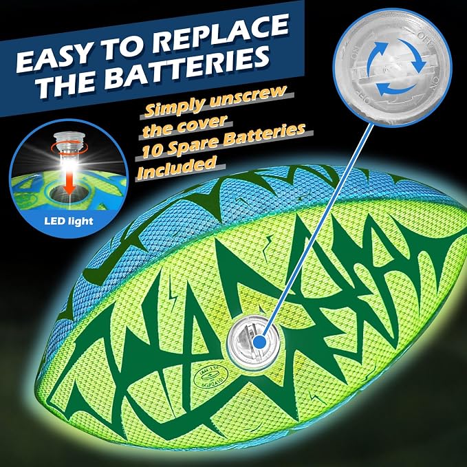 Jasonwell Glow in The Dark Football - Strong Grip Light Up Football Toy Stuff Gift Outdoor Sports Ball for Boys Kids Teen Junior Youth Adult Christmas Birthday Gifts for Ages 6-8 8-12 13+ Year Old