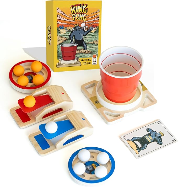 King Pong Original Shot-Making Tabletop Game for Kids, Teens & Adults | 1-4 Players | Skill-Based Gameplay | Many Ways to Play | Competitive Friends & Family Game