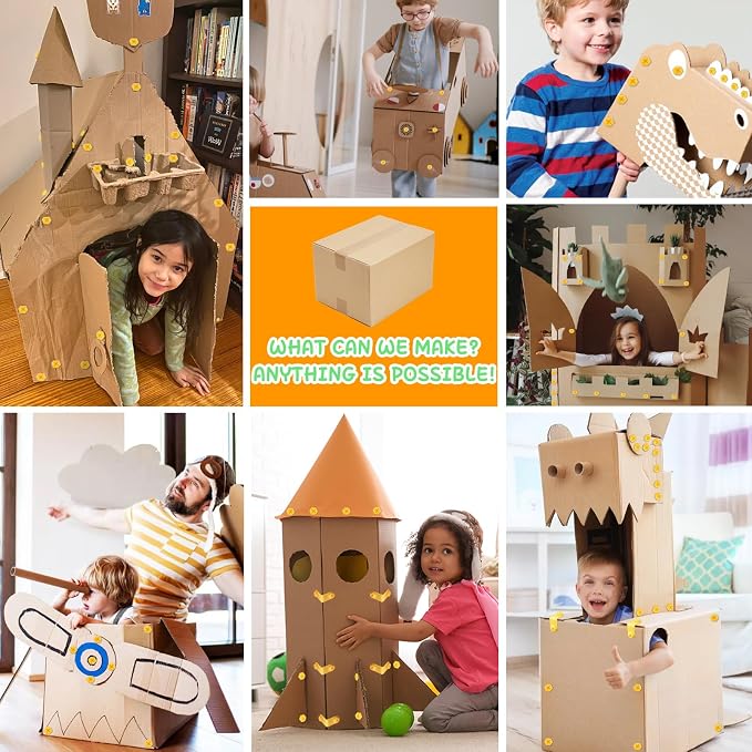 Cardboard Cutting Tools for Kids, 273 PCS Cardboard Construction Kit, Safe Kids Tool Set for Todder, Creative Toy for DIY Projects, STEM Educational Toys Birthday Gift for Boys and Girls Aged 4 5 6