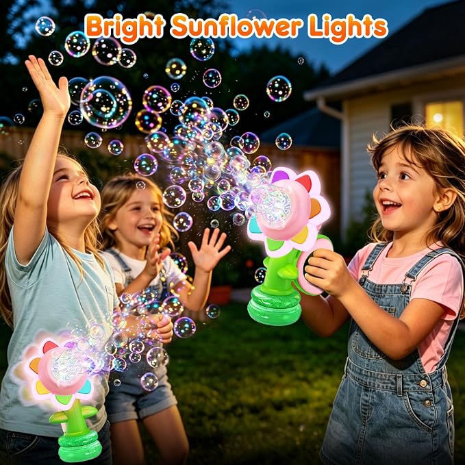 Yunaking Bubble Machine Wands Kids Toys: USB-C Rechargeable Bubbles Gun Maker Outdoor Toys LED Light Easter Basket Stuffers Birthday Valentines Gift for 3 4 5 6 7 8 Girl Toddlers Kids Party Wedding