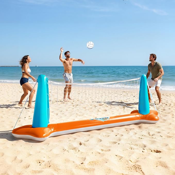 JOYIN Pool Toys Games Set-Inflatable Pool Float Set Volleyball Net & Basketball Hoops, 2 in1 Floating Swimming Game Toy, Volleyball Swimming Pool Game for Kids and Adults, Backyard Beach Summer Toys