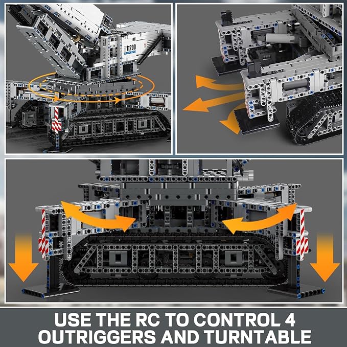 Mould King MOC Mobile Crane Truck Building Blocks Kits, Heavy-Duty Truck Sets to Build, APP Remote Control Large Engineering Crane, Construction Vehicles Model for Adults (4000 Pieces)