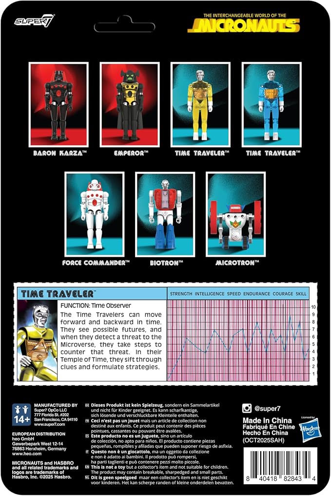 Super7 Reaction+ Micronauts Time Traveler (Translucent Yellow) - 4" Micronauts Action Figure with Accessories - Classic Cartoon Collectibles and Retro Toys