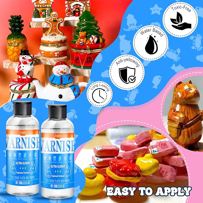 Air Dry Clay Glaze - 200ml Upgrade Formula Clay Varnish, Ultra Gloss Varnish Pottery Glaze, Clay Sealant to Prevent Scratches, Wear, Cracking - Quick Dry, Non-Toxic, Enhance Color Vibrancy