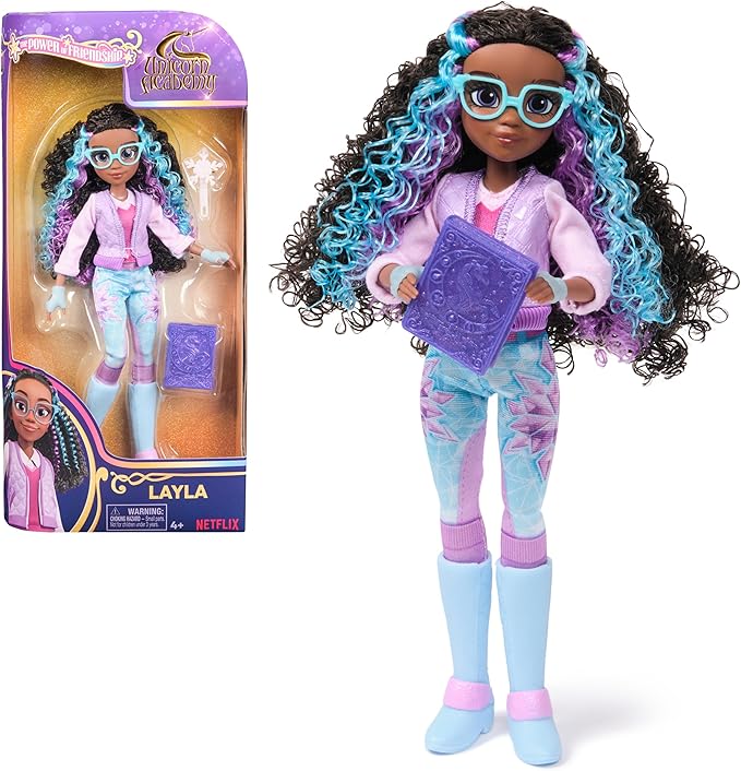 Unicorn Academy, Power of Friendship Layla with Book & 5 Fashion Accessories, 9.5”, Dolls & Unicorn Toys for Girls Ages 4 and up