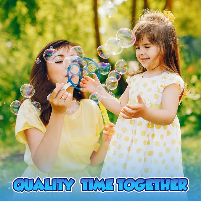 Bubble Wands for Kids - Giant Bubble Wand Set with Tray, Outdoor Toy for Kids, 11 Pcs Large Ring Kit with Mix Solution