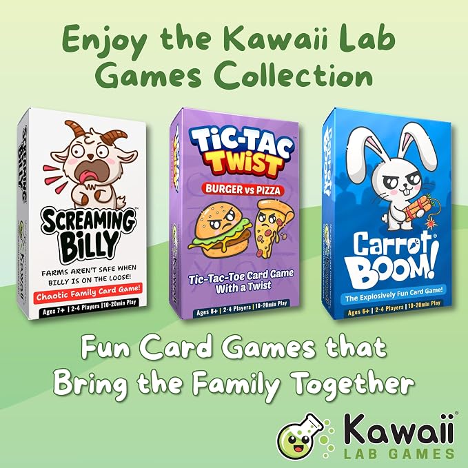 KAWAII LAB GAMES Carrot Boom Family Card Game for Kids, Teens & Adults | Quick & Easy Game Night Fun | Pure Luck, No Strategy | Ages 6+ | 2-4 Players | 10-15 Min