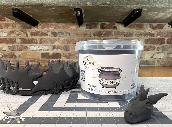 The Foamory Moldable Cosplay Foam Clay (900g Black) High Density Air Dry Clay, EVA Foam Sands Paints Easily, Non-Toxic Safe and Safe for Crafts
