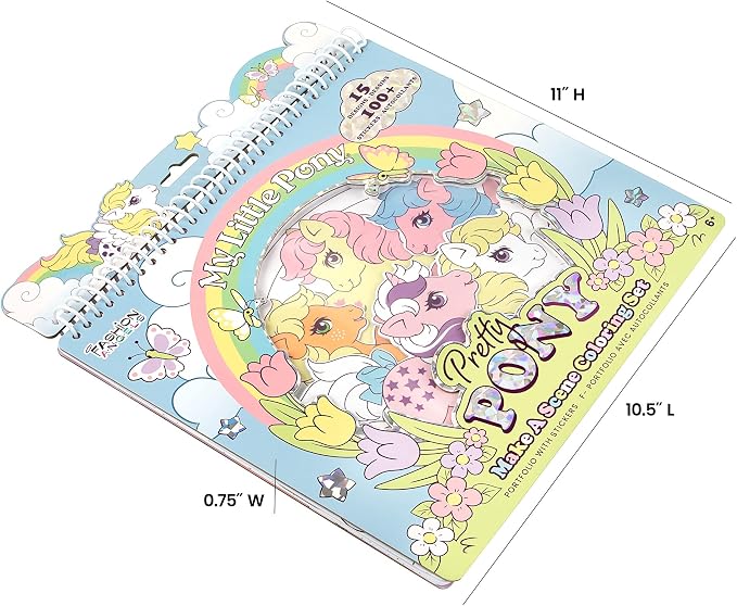 Fashion Angels My Little Pony Pretty Pony Make a Scene Portfolio, Kids Activity Notebook with 15 Sketch Pages & 100+ Stickers, Arts & Crafts Gift for Girls