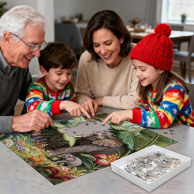 1000 Piece Puzzle for Adults, Elephant in the Forest | Impossible Puzzles with Letters on Back, Jigsaw Puzzles Family Decoration Puzzle Gifts for Women Men (27.56x19.7 Inch)