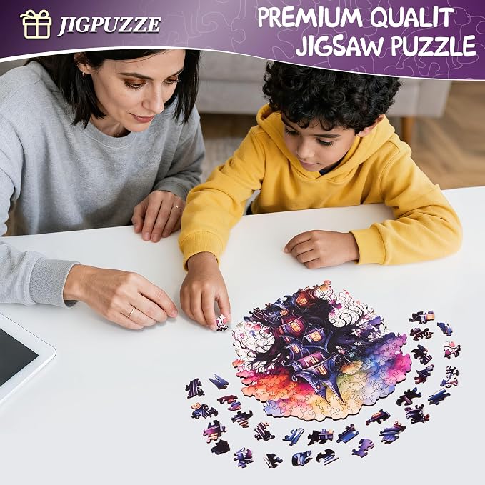Wooden Puzzles, 249PCS Magical Tree Jigsaw Puzzles, Unique Shaped Wooden Puzzle for Adults and Kids, Family Game(Magical Tree, Royal)