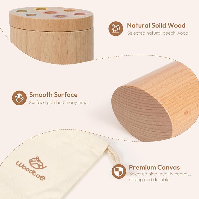 Woodtoe Montessori Sticks Toys for 1-3 Year Old, 18 Month Old Toys, 7 Colors Sorting Learning Toys for Toddlers, Wooden Sensory Toys, Fine Motor Skills, 1 2 3 Year Old Birthday Gift Toy for Boy Girl