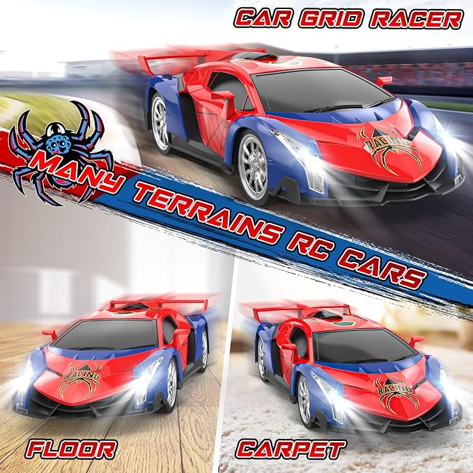 Growsland Remote Control Car for Kids, RC Cars for Boys Kids 1:18 Electric Vehicle Toy Car Hobby Racing Car Toys with Lights & Controller, Birthday Gift for 3 4 5 6 7 8 9 Year Old Boys Girls