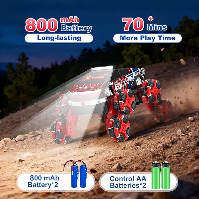 Nikuku Cool 8 Wheels Hand Controlled RC Stunt Car, Gesture Sensing Remote Control Car for Boys Age 6-13, 2.4Ghz Climbing Toys for Kid 6 7 8-10 11 12 Year Old, Christmas Birthday Gifts for Boys Girls