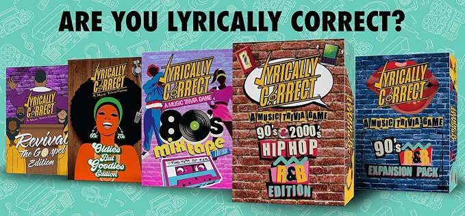 Lyrically Correct '80s Mixtape Edition – ‘80s Music Trivia Card Game for Adults & Families | Hip-Hop, R&B, Funk & Pop Party Game for Game Night