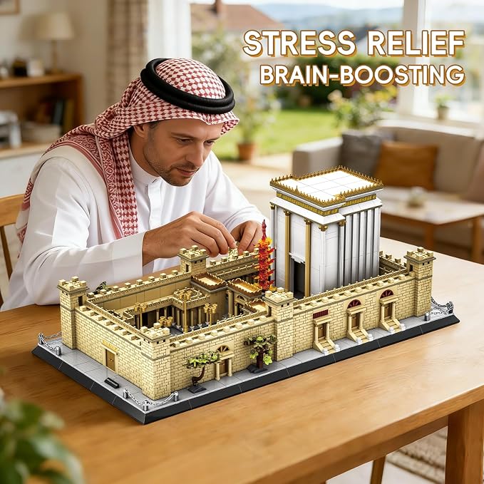 Jerusalem Temple Building Blocks Sets Judaism Architecture Building Toys Solomon’s Holy Temple Model Toys Judaica & Christian Bible Gift for Adults Teens 3233 PCS