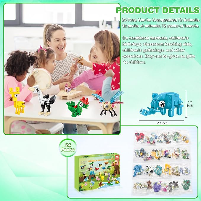 Party Favors for Kids Building Set, 24 Packs Models Building Blocks Toy, Classroom Prizes Goodie Bag Stuffers, Birthday Gift for Boys Girls Ages 6+