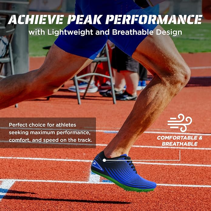 RUNIC Track & Field Shoes for Men, Women & Kids – Pro Running Spikes for Sprint, Race & Training – 7 Spikes + Extra Spikes & Wrench (US Men Size)