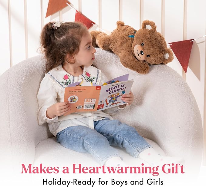 Lilly's Love Heatable & Coolable Lavender Scented Weighted Stuffed Animal - Microwavable Heatable Pad for Kids & Adults - Machine Washable Plushie - Calming Stuffed Animal for Anxiety - Bear