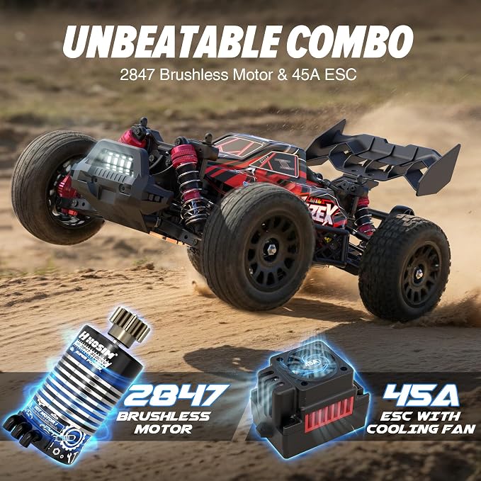 Hosim Brushless RC Buggy for Adults and Kids 60KM/H, 1/14 Electric High Speed All Terrain Remote Control Car, Hobby RC Trucks 4x4 Off Road RC Car, Waterproof RC Vehicle for Snow/Sand/Beach Age 8+