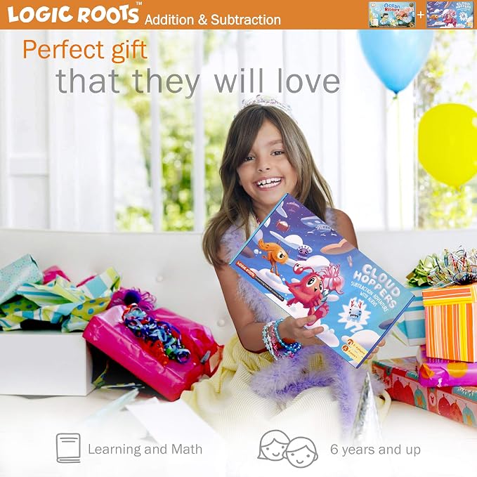 Addition and Subtraction Game - Fun Math Board Game for 6-8 Year Olds, Easy to Play Educational Game for Kids at Home, STEM Toy Gift for Girls & Boys (Ocean Raiders + Cloud Hoppers)