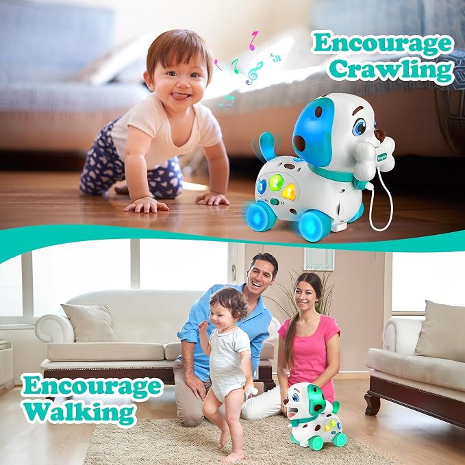 ToddlerCley Musical Puppy Toys for 1 Year Old Boy Gifts, 4-in-1 Bilingual Learning Educational Baby Toy 6-12-18 Months, 1st Birthday Boy Girl Gifts