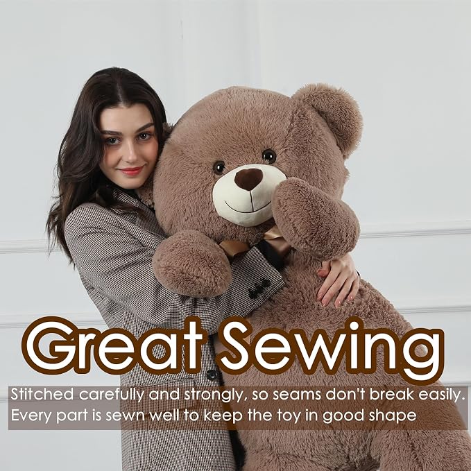 Tezituor 5ft Big Teddy Bear,Giant Brown Stuffed Animal 59 Inches,Life Size Teddy Bears for Girlfriend or Kids,Soft Bear for Valentines Day,Chrismas,Birthday Baby Shower