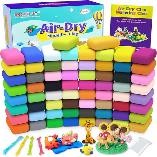 Aestd-ST Air Dry Clay 66 Colors, Modeling Clay for Kids, DIY Magic Clay, Molding Clay Kit with Sculpting Tools, Non-Sticky Soft and Super Light, Arts and Crafts Gift for Boys Girls Kids