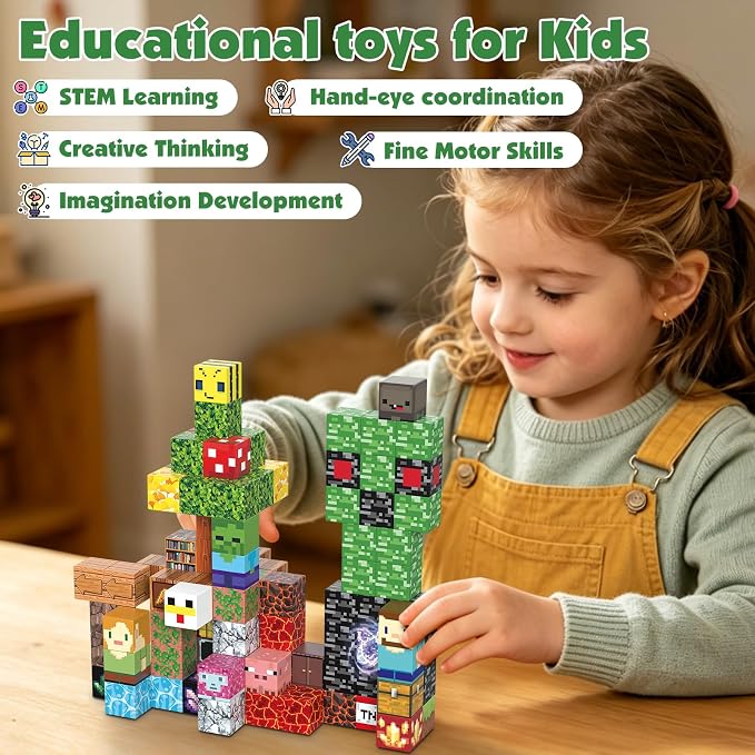 AIDYVOI 100PCS 0.8in Magnetic Blocks - Magnet Toys Travel Set for Boys, STEM Magnetic Building Blocks for Kids 3+, Stacking Magnet Blocks with Metal Box, Educational Construction Toys Gift
