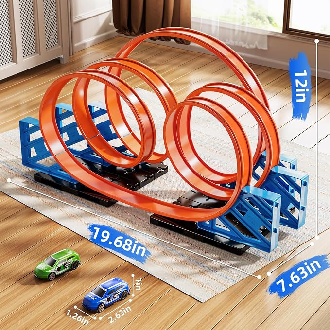 Race Track Car Set for Kids Ages 3-5 4-8, Toy Car Track Set for Boys 3+ with 5 Rotating Track, Race Car Track with 2 Small Cars, Boys Toy, Gifts Toys for Kids 3 4 5 6 7 8