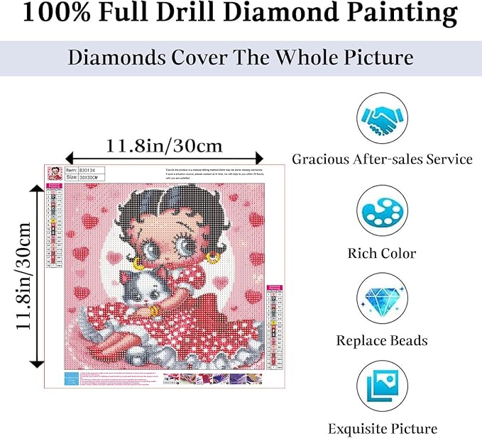 JAKI Diamond Art Kits for Adults Cartoon,Diamond Art Paintings for Beginners,5D Full Drill Gem Art Kits for Adults for Gift Home Wall Decor 12x12inch