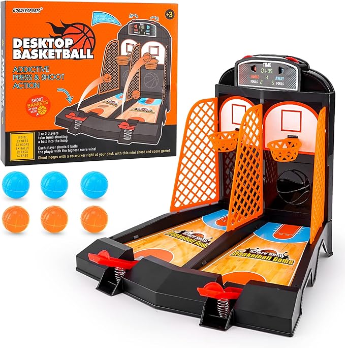 GOODLYSPORTS Mini Basketball, Table Top Games for Kids and Adults, Desktop Games, Desk Toys for Office for Adults, Basketball Gifts for Boys 8-12